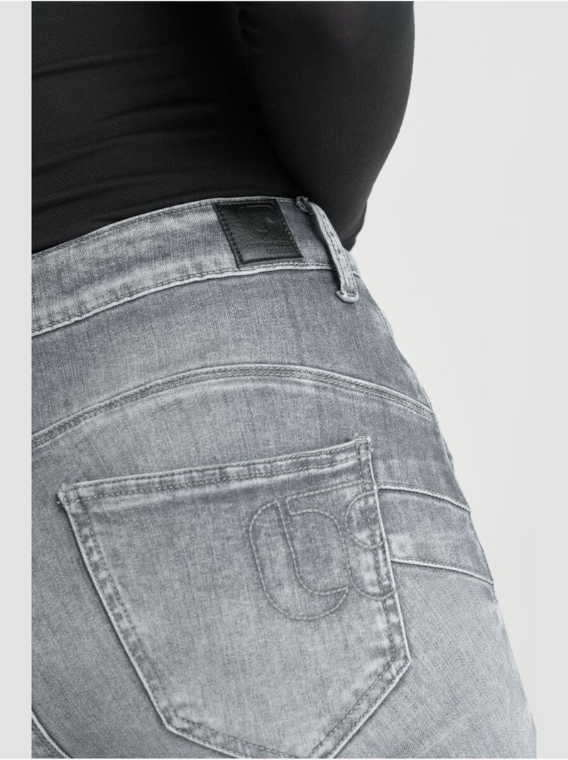 Jeans push-up slim tiro alto PULP, largo 34 Gris - Kiabi
