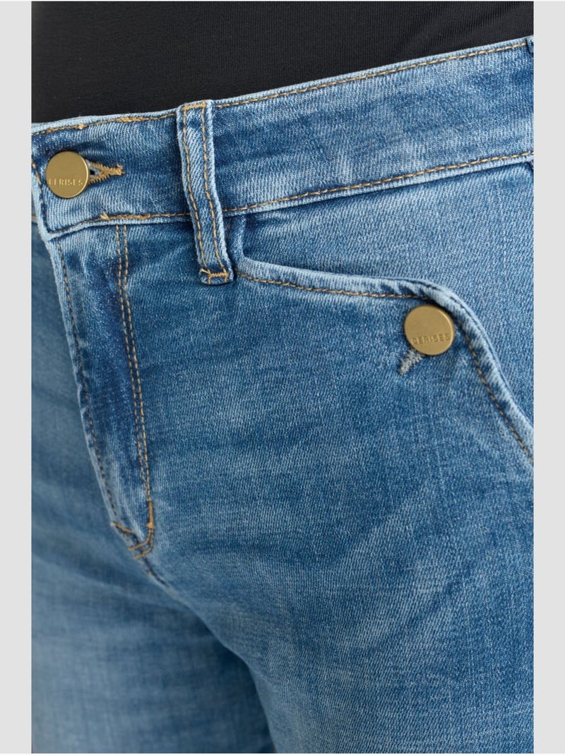 Jeans recto , 7/8 Azul - Kiabi