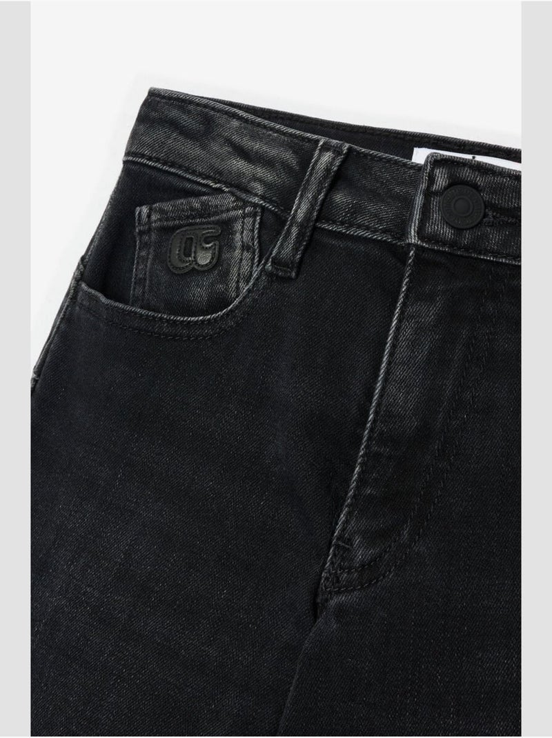Jeans recto pulp slim tiro alto, largo 34 Negro - Kiabi