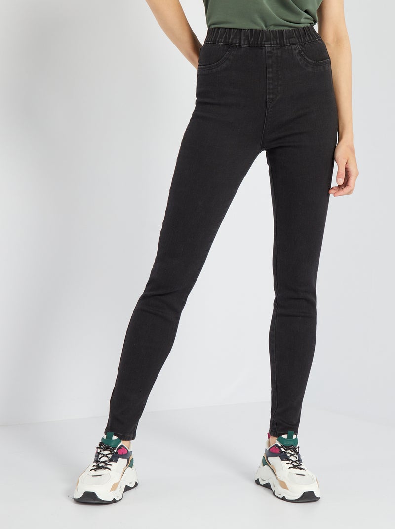 Jegging elástico de talle alto NEGRO - Kiabi