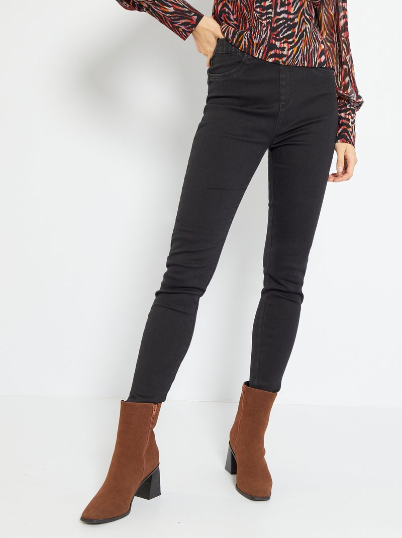 Jegging elástico de talle alto NEGRO - Kiabi