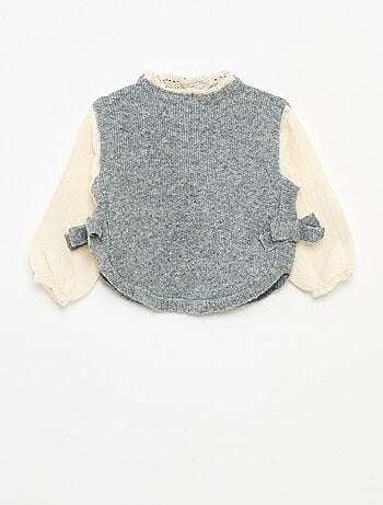 Jersey 2 en 1 con blusa de gasa de algodón