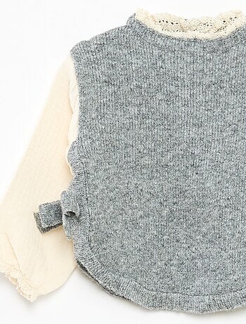 Jersey 2 en 1 con blusa de gasa de algodón