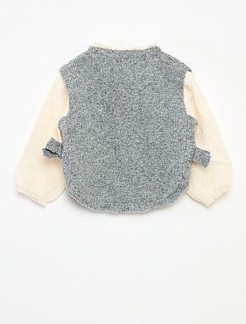 Jersey 2 en 1 con blusa de gasa de algodón