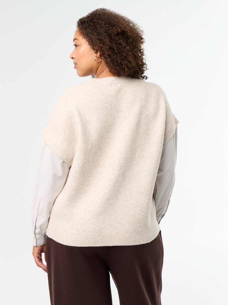 Jersey 2 en 1 con camisa Beige - Kiabi