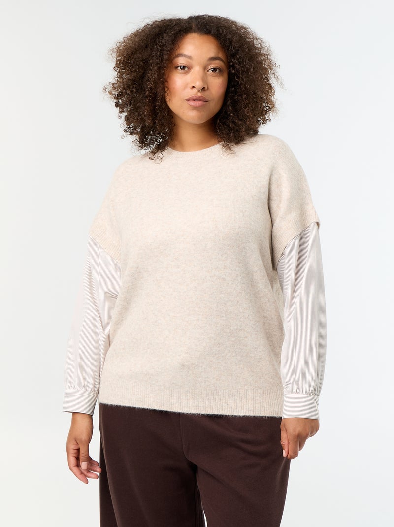 Jersey 2 en 1 con camisa Beige - Kiabi