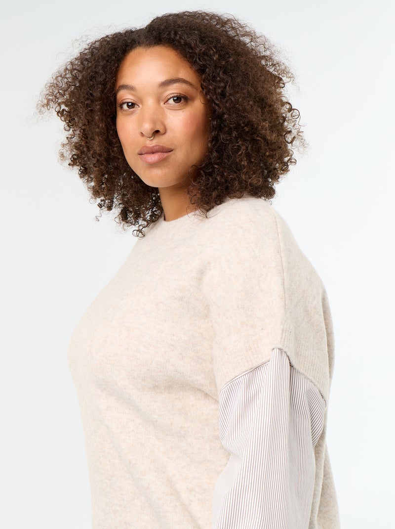 Jersey 2 en 1 con camisa Beige - Kiabi