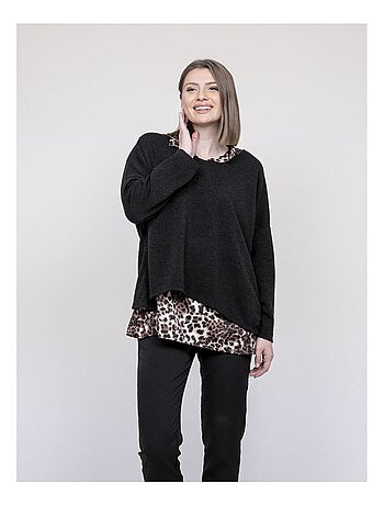 Jersey 2 en 1 con camisa de estampado leopardo KUBILA