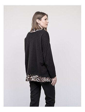 Jersey 2 en 1 con camisa de estampado leopardo KUBILA
