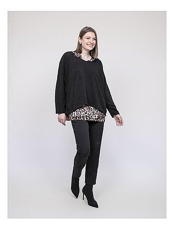 Jersey 2 en 1 con camisa de estampado leopardo KUBILA
