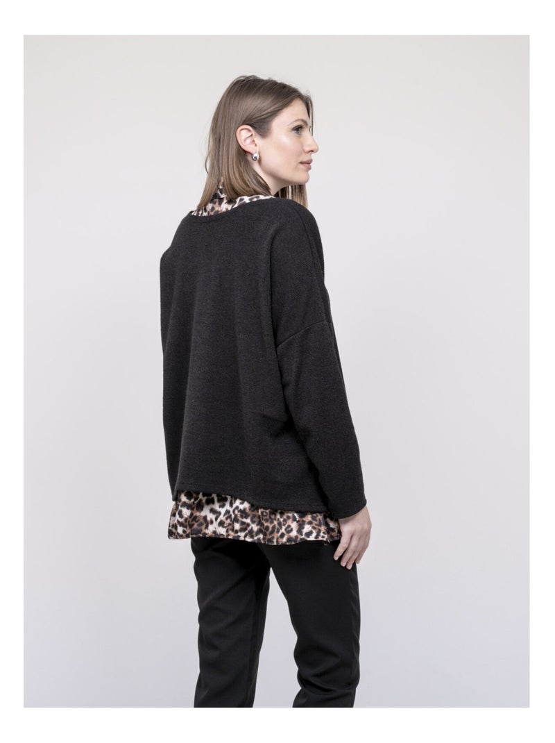 Jersey 2 en 1 con camisa de estampado leopardo KUBILA Negro - Kiabi