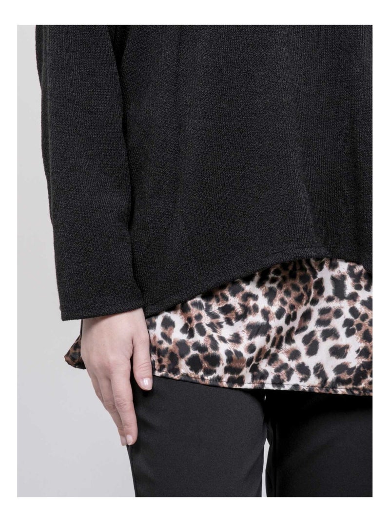 Jersey 2 en 1 con camisa de estampado leopardo KUBILA Negro - Kiabi
