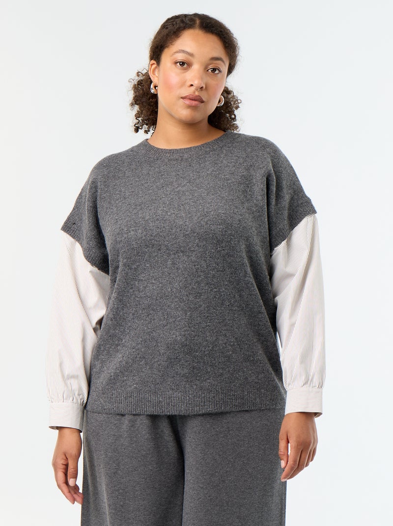 Jersey 2 en 1 con camisa Gris - Kiabi