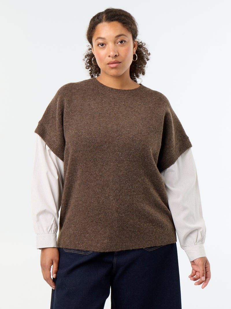 Jersey 2 en 1 con camisa Marron - Kiabi