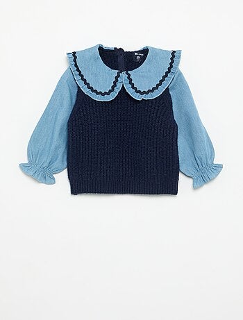Jersey 2 en 1 con cuello Claudine