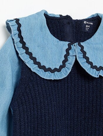Jersey 2 en 1 con cuello Claudine