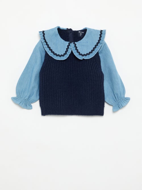 Jersey 2 en 1 con cuello Claudine - Kiabi Jersey 2 en 1 con cuello Claudine - Kiabi