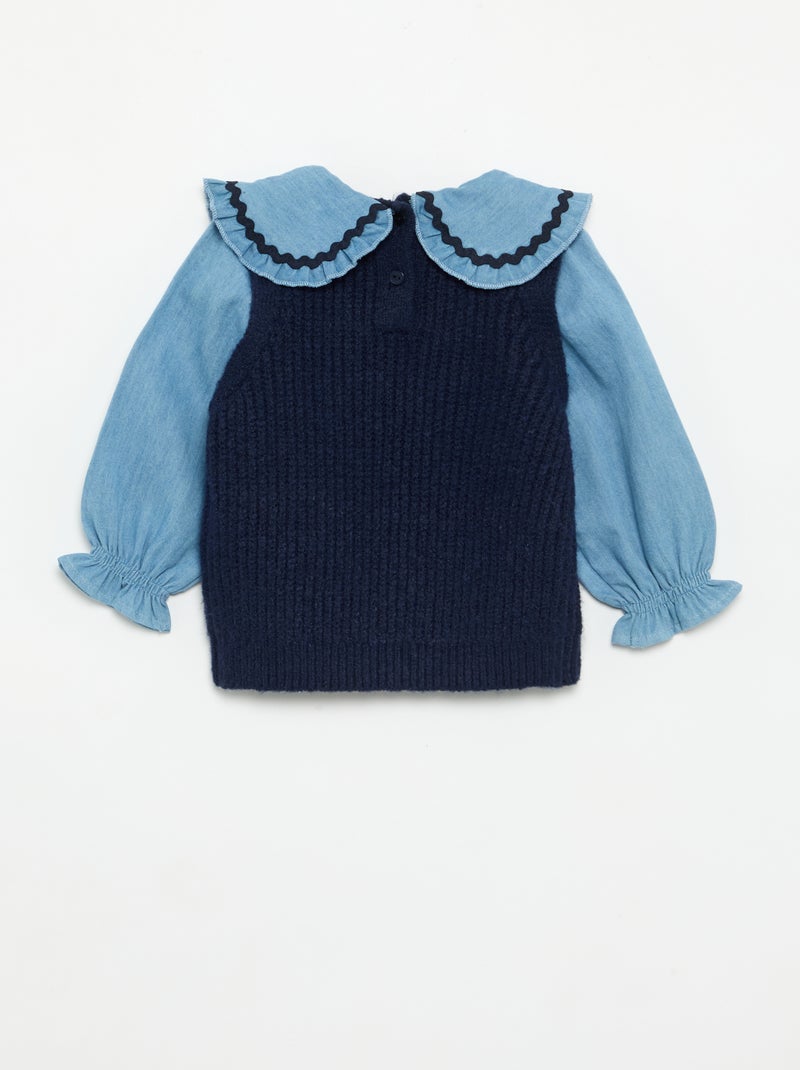 Jersey 2 en 1 con cuello Claudine Azul - Kiabi