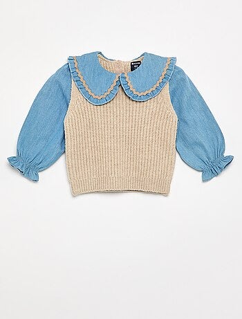 Jersey 2 en 1 con cuello Claudine