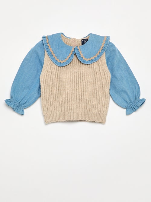 Jersey 2 en 1 con cuello Claudine - Kiabi Jersey 2 en 1 con cuello Claudine - Kiabi