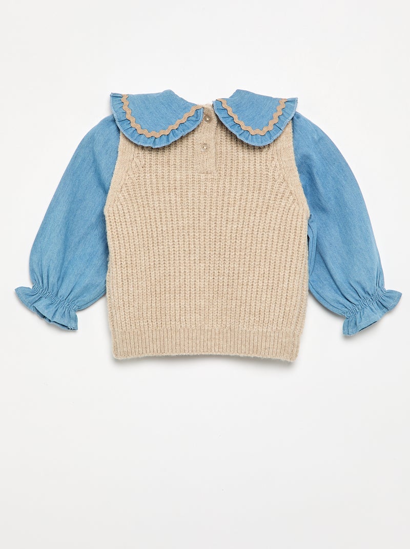 Jersey 2 en 1 con cuello Claudine Beige - Kiabi