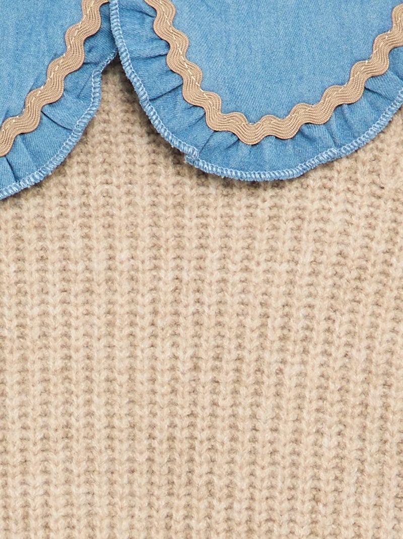 Jersey 2 en 1 con cuello Claudine Beige - Kiabi
