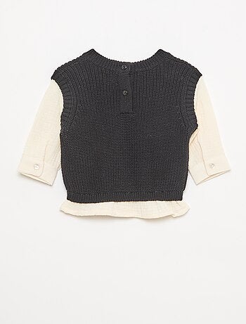 Jersey 2 en 1 de punto y doble gasa de algodón