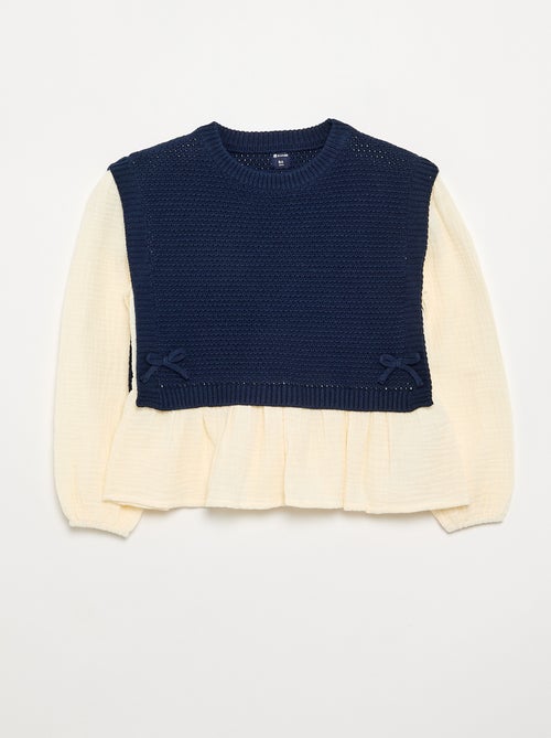 Jersey 2 en 1 efecto blusa - Kiabi