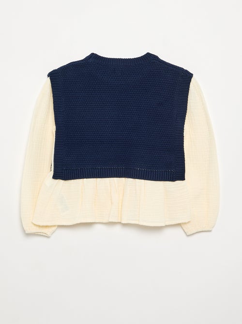 Jersey 2 en 1 efecto blusa - Kiabi