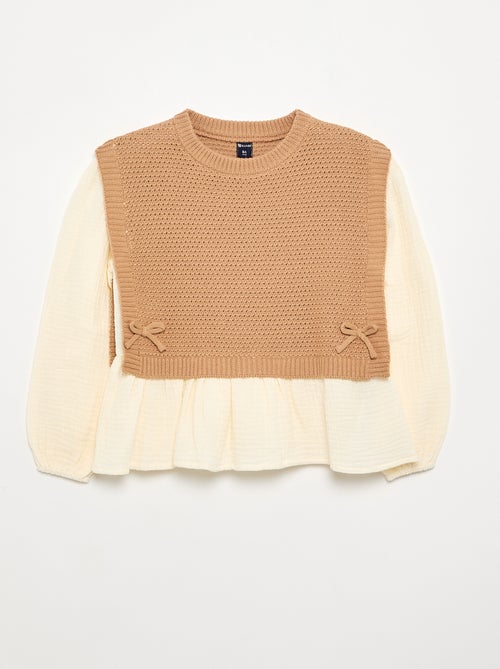 Jersey 2 en 1 efecto blusa - Kiabi