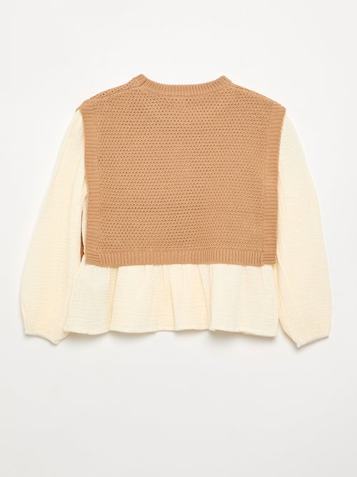 Jersey 2 en 1 efecto blusa - Kiabi