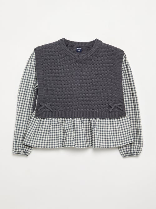 Jersey 2 en 1 efecto blusa - Kiabi