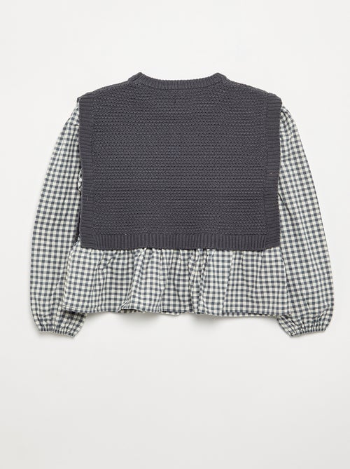 Jersey 2 en 1 efecto blusa - Kiabi