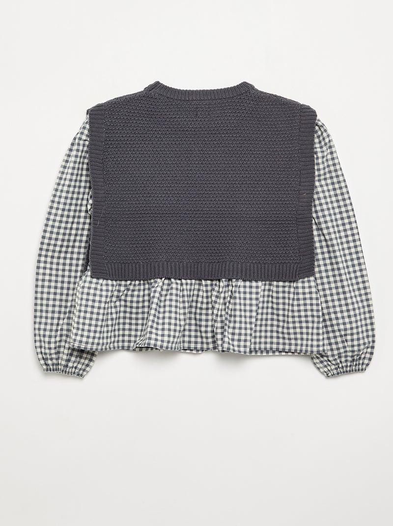 Jersey 2 en 1 efecto blusa Gris - Kiabi