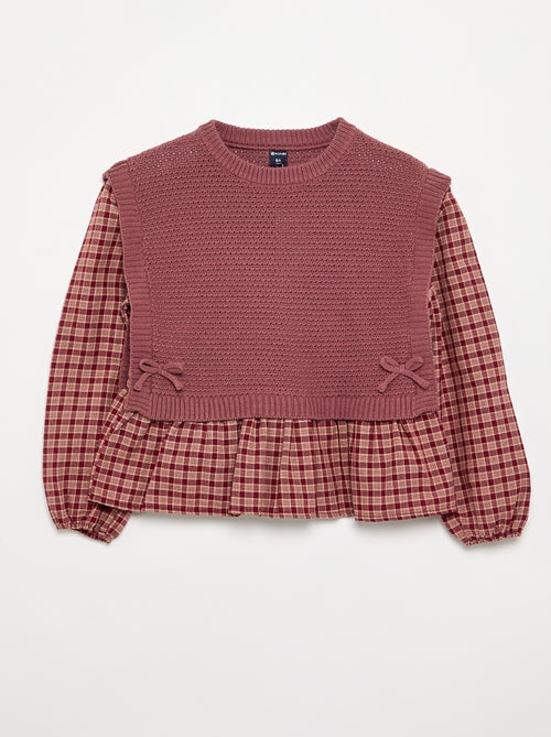Jersey 2 en 1 efecto blusa - Kiabi
