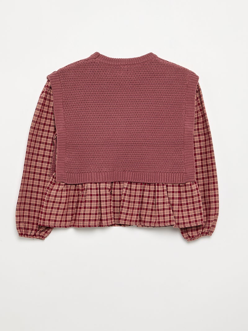 Jersey 2 en 1 efecto blusa Rojo - Kiabi