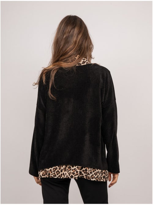 Jersey 2 en 1 efecto superpuesto con cuello camisero de leopardo keva - Kiabi Jersey 2 en 1 efecto superpuesto con cuello camisero de leopardo keva - Kiabi