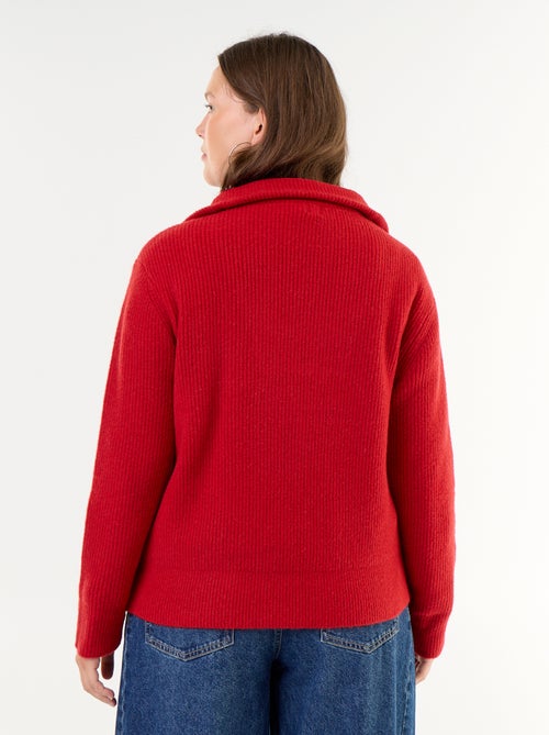 Jersey acanalado con cremallera y cuello alto - Kiabi