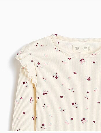 Jersey acanalado con flores, mo fashion