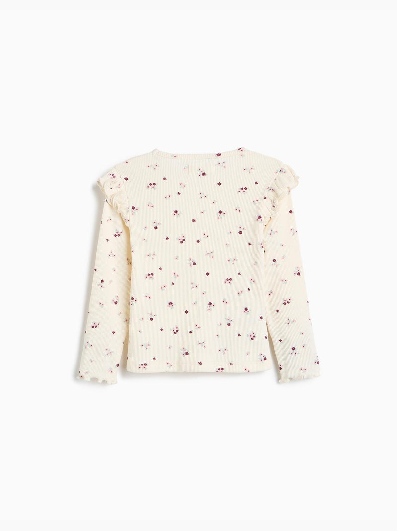 Jersey acanalado con flores, mo fashion Blanco - Kiabi
