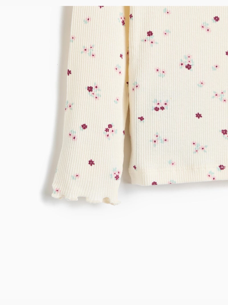 Jersey acanalado con flores, mo fashion Blanco - Kiabi