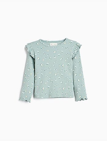 Jersey acanalado con flores, mo fashion