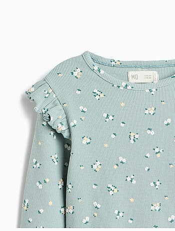 Jersey acanalado con flores, mo fashion