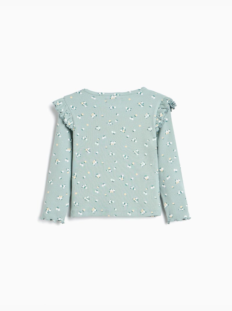 Jersey acanalado con flores, mo fashion Gris - Kiabi