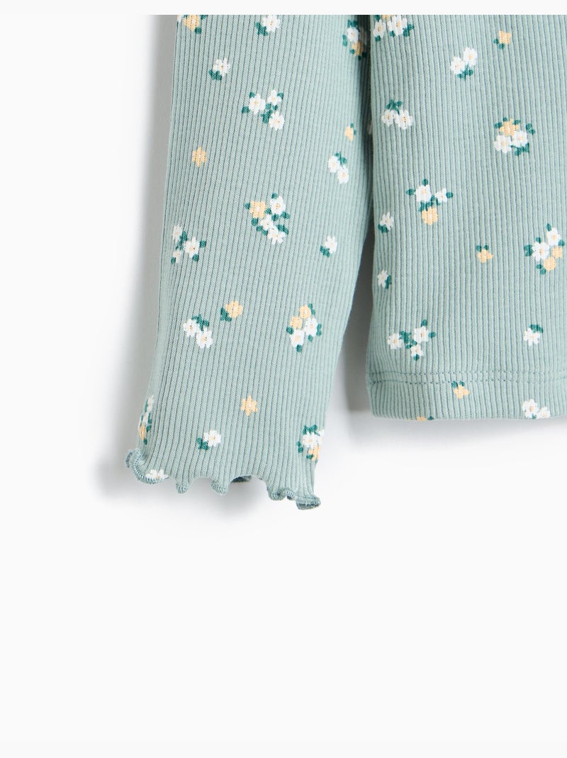 Jersey acanalado con flores, mo fashion Gris - Kiabi