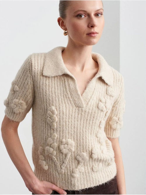 Jersey acanalado texturizado con cuello polo - Kiabi Jersey acanalado texturizado con cuello polo - Kiabi