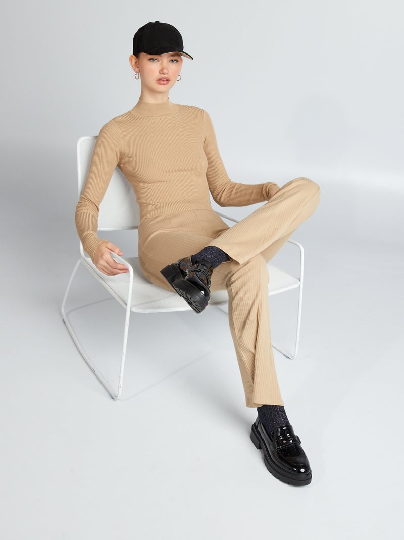 Jersey ajustado con abertura trasera BEIGE - Kiabi