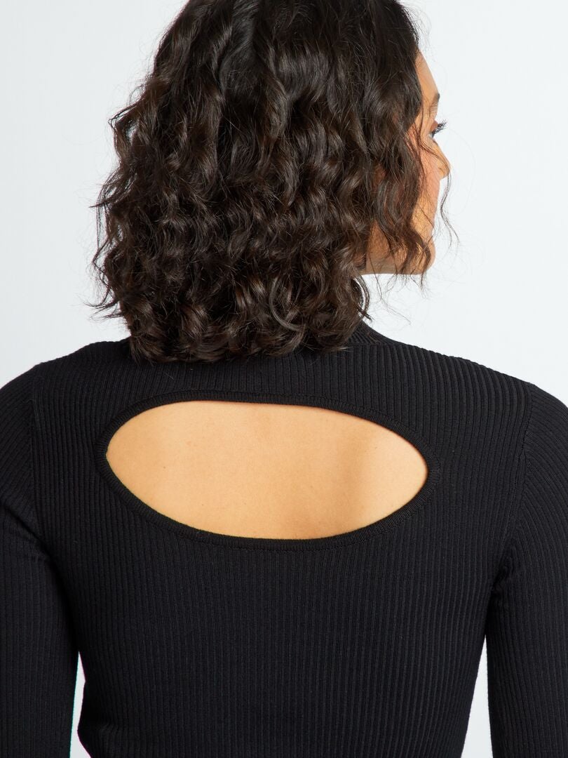 Jersey ajustado con abertura trasera Negro - Kiabi