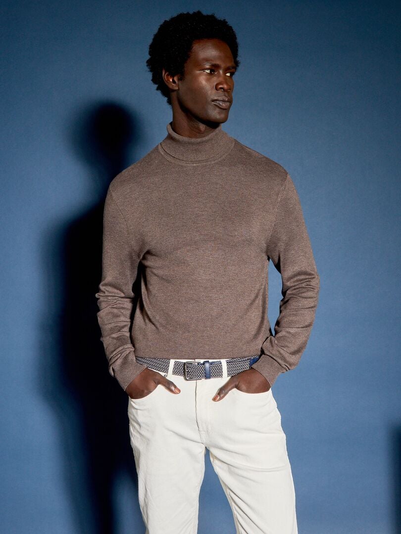 Jersey básico con cuello redondo MARRON - Kiabi