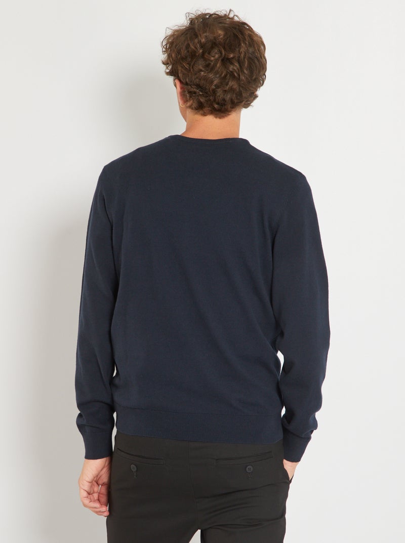 Jersey básico de punto liso azul - Kiabi